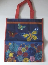 Butterfly Print Reusable Shopping Tote Bag 15in Tall