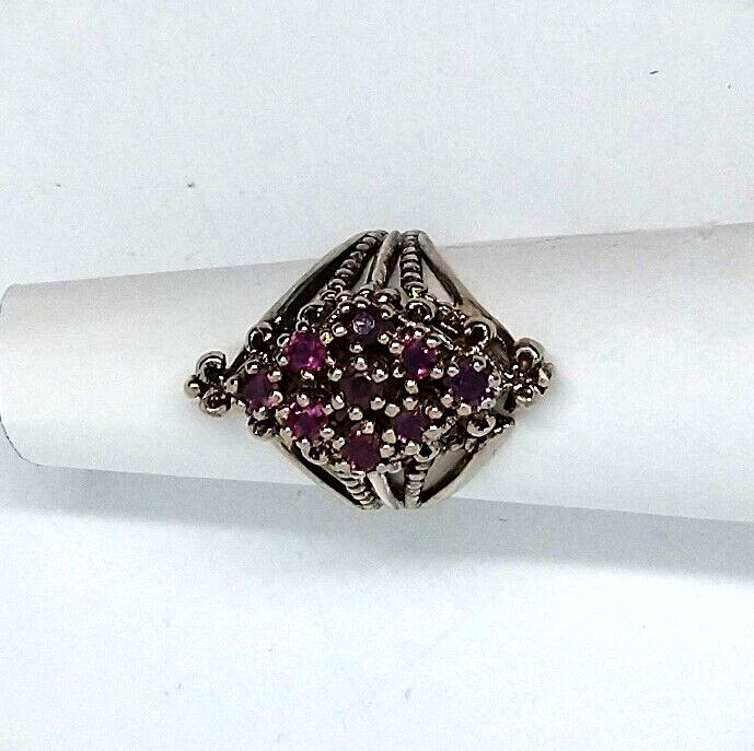 Sterling Silver Simulated Red Ruby Ring - image 1