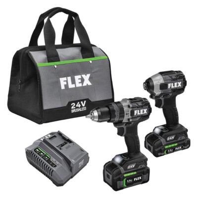 Flex 24-V Cordless 1/2-in Hammer Drill and 1/4-in Impact Driver-kit w/2 Battery