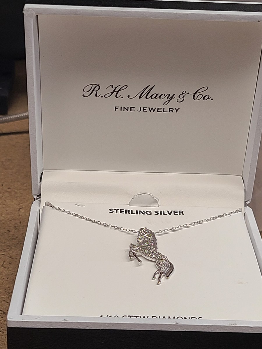 Macy's Sterling Silver 1/10 CTTW Horse Pendant Chain