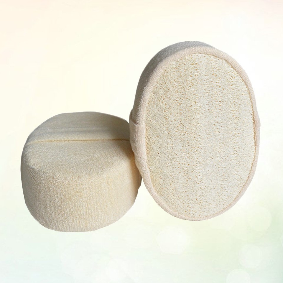 Beige Loofah Sponge Bath Ball 2Pcs Durable Shower Rub Body Massage ...