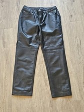 Newport News Jeanology 100 Leather Pant Womens Size 12P Black High Waist Lined