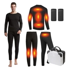 Thermal Underwear for Men with Power Bank Electric Heated Thermal Medium Black
