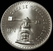1979 SILVER MEXICO 33.62 GRAMS 1 ONZA 1 OZ SCALES & COIN PRESS 