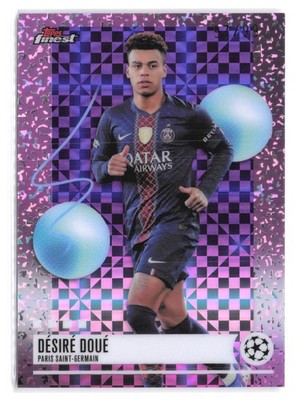 2025-26 Topps Finest UEFA Desire Doue #327 Purple Checkerboard Refractor /75