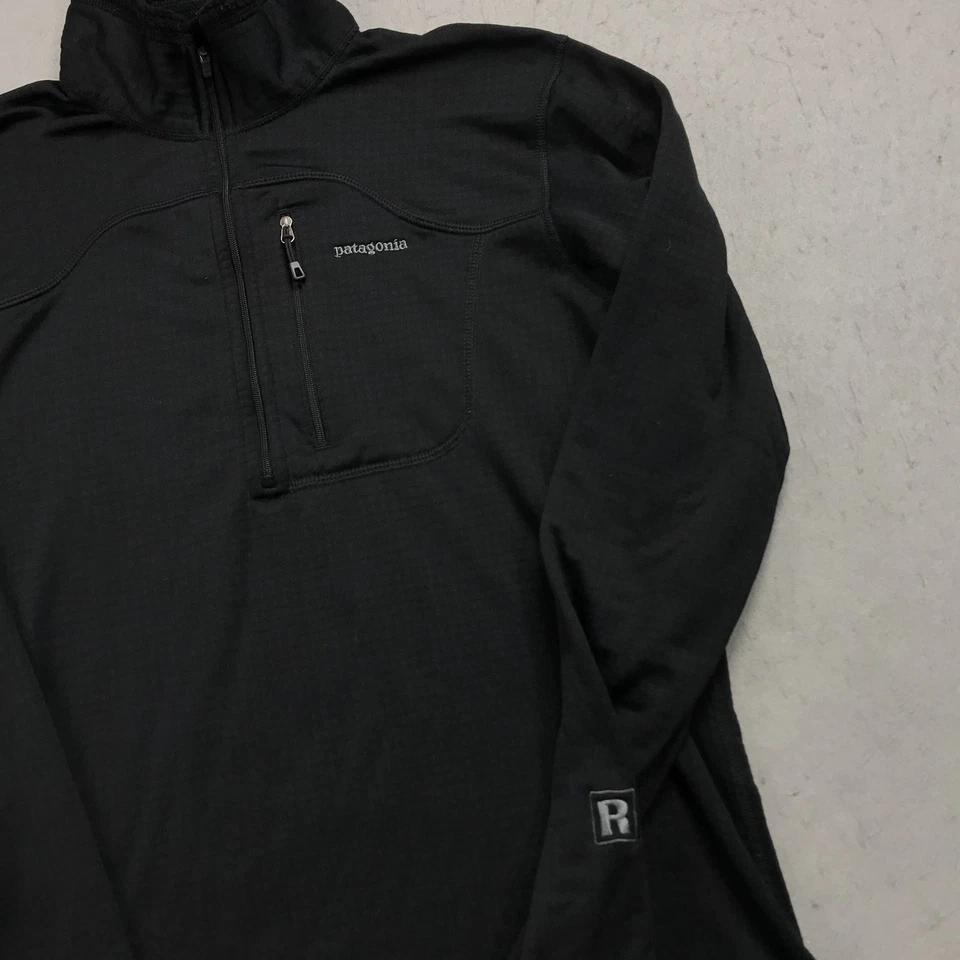 Куртка мужская Patagonia средний размер черная регулятор R1 вафельная вязаная на молнии для походов - Изображение 3 из 4