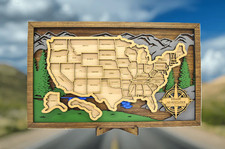 United States Travel Map State Tracker Roadtrip Traveler Handmade Gift 16x10