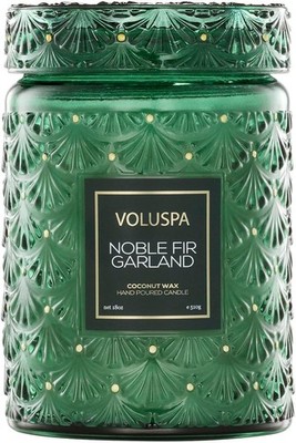 Voluspa Noble Fir Garland, Large Candle Jar, 18oz, Coconut Garland 