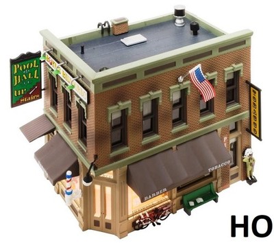 HO Scale - CORNER EMPORIUM - LED LIGHT- FACTORY BUILT, WOO-BR5024