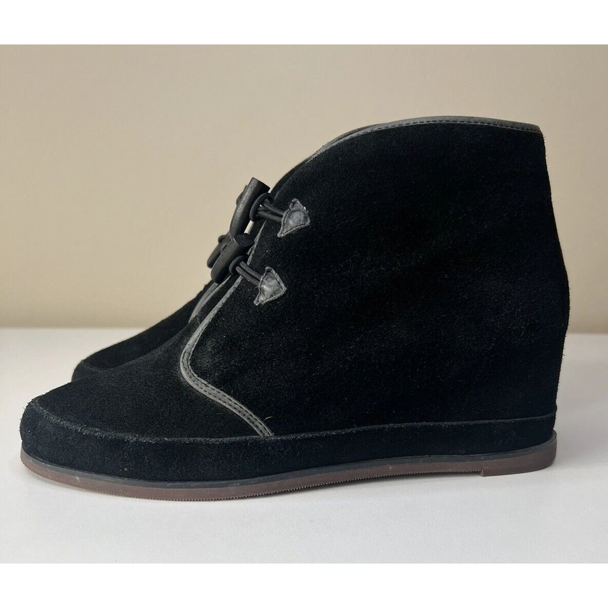 Anthropologie “All Black” Boots Sz 40 Ankle Bootie Low Heel Black Leather EUC ALL BLACK Low (1-1.9 in) Heel Height Boots for Women for  main image 3
