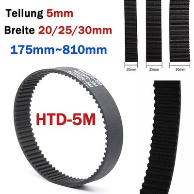 HTD 5M Rubber Timing Belt Pitch 5mm Width 20/25/30mm Synchronous Belt 175~810mm