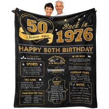 50th Birthday Her Him Women Men Throw Blanket 60x50 Inch 1976 Year Old