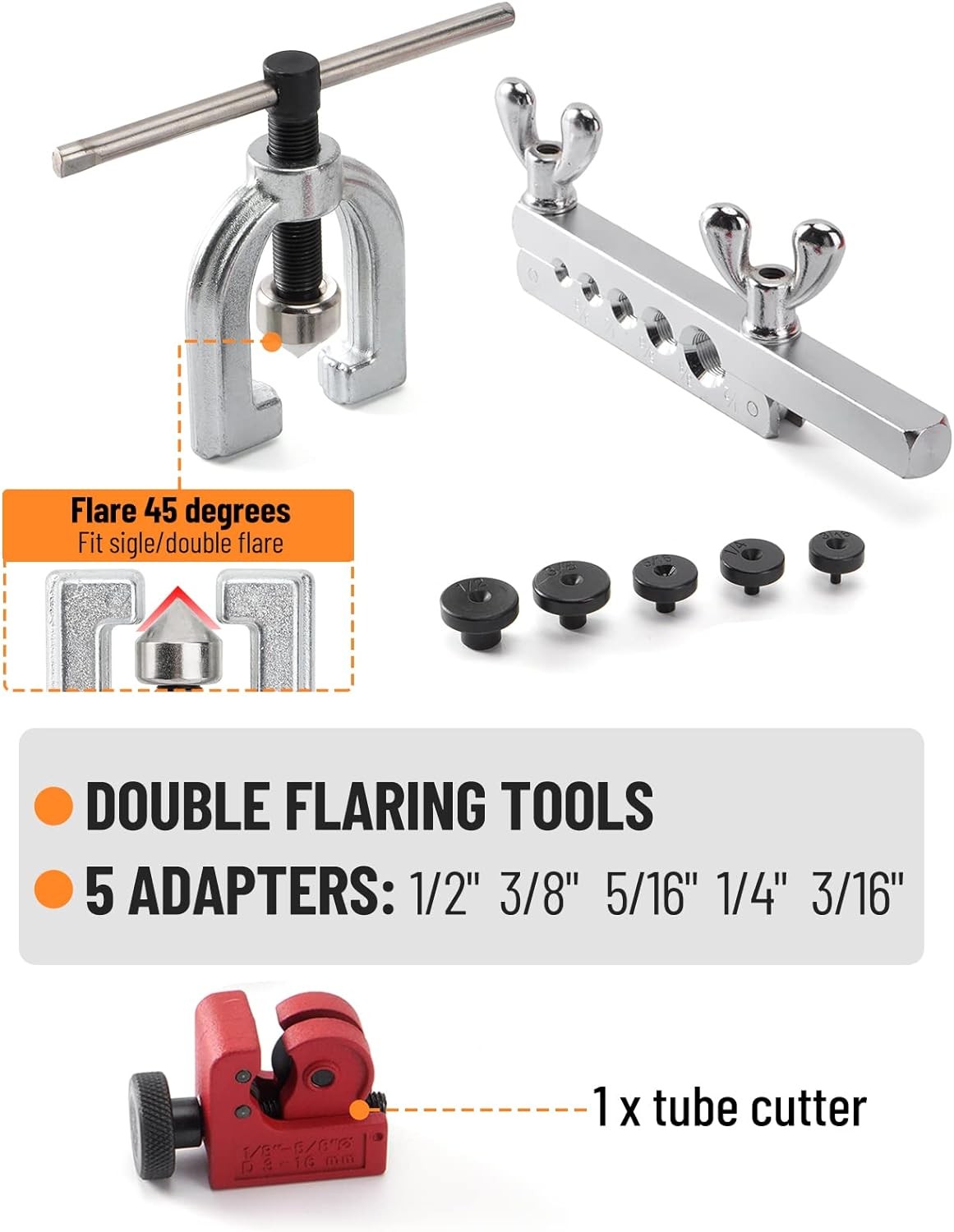 New 25ft 3/16 + 1/4 Copper Coated Brake Line & Double & Single Flaring Tool Kit