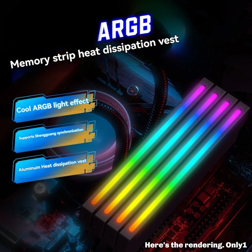 Universal Memory Heat Sink 5V 3PIN ARGB AURA Sync Memory Module Cooler DDR33137 - Image 2 of 4