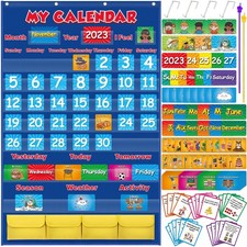 Classroom Calendar Pocket Chart,Monthly Calendar for Kid Preschool Kindergart...
