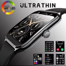 Women Men Ultra Thin Smart Watch HD Display Time Call Reminder Smartwatch Black