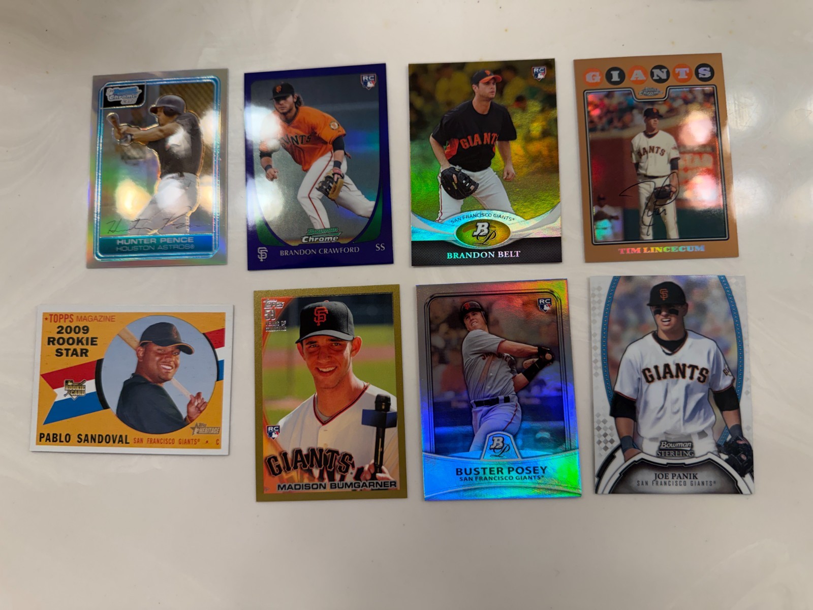 (8) 2010 2011 Bowman Topps Chrome Buster Posey Tim Lincecum Pence Belt Refractor
