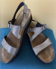 Handcrafted NOAT Genuine Leather Size 6.5 37 Sandals Silver w/ Sparkly Buckles