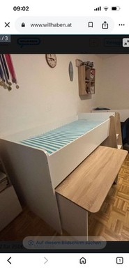 Hochbett mit Schreibtisch 90 Auf 200 Cm mit Genius Allergen Matratze. 