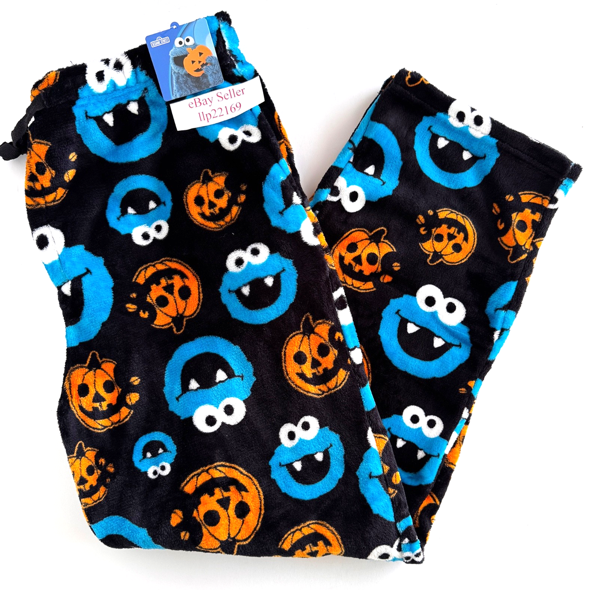 COOKIE MONSTER HALLOWEEN PUMPKINS Plush Fleece Lounge PAJAMA PANTS