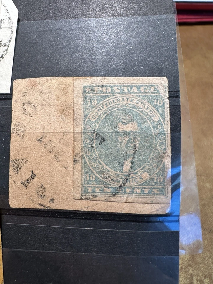 Sello usado de Estados Confederados #2 en pieza.    Mobile Alabama Cancelar Foto 3 de 4