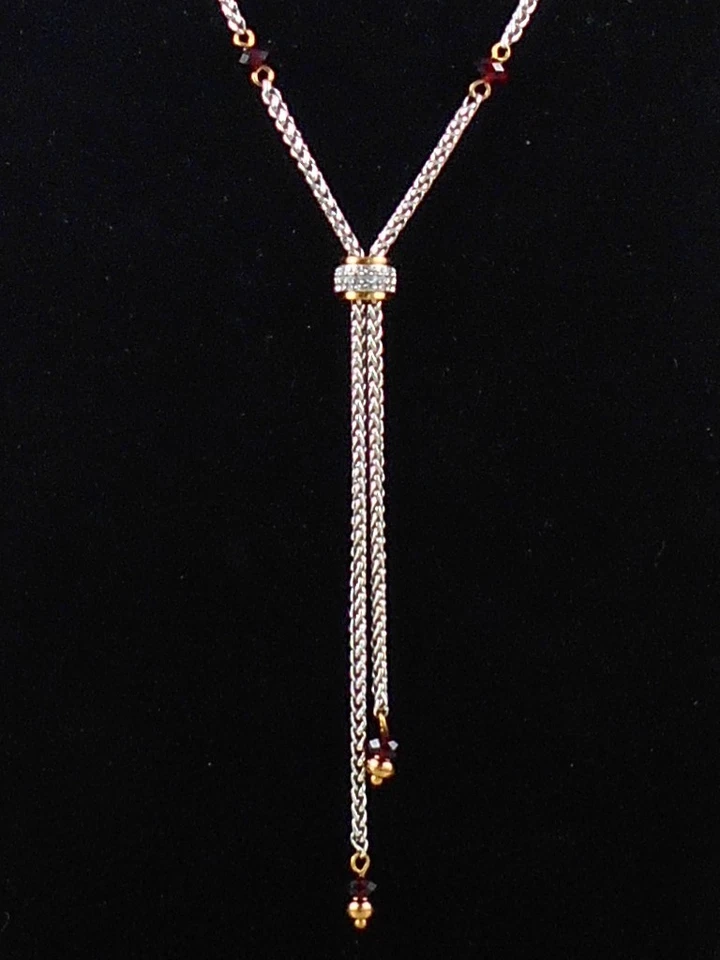 Collar Brighton Plateado 2 Tonos MERIDIANO Rojo Cuentas Y JM7315 $138 Foto 2 de 2