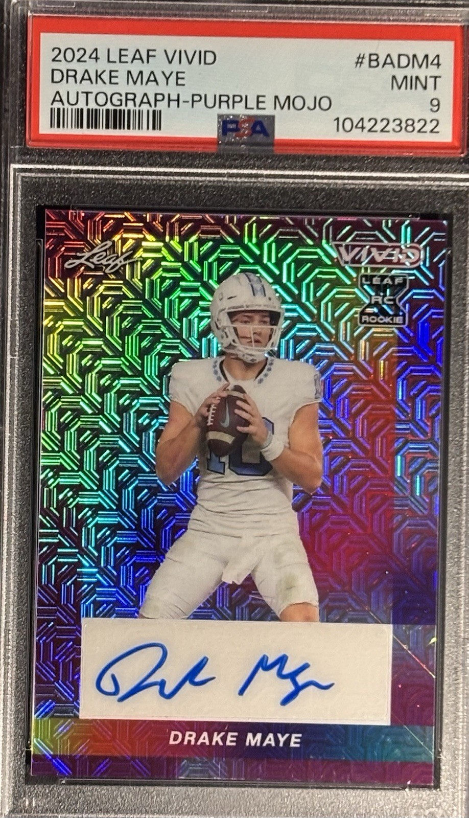 Drake Maye Leaf Vivid Autographs #BADM4 Purple Mojo