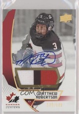 2019 Team Canada Juniors Premium Swatch /199 Matthew Robertson #14 Auto ds4