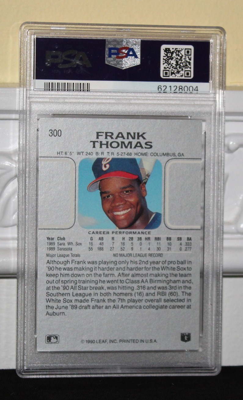 1990 Leaf Baseball #300 FRANK THOMAS White Sox ROOKIE RC Graded PSA 10 GEM MINT view 2