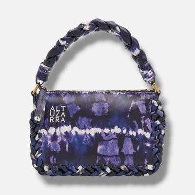 Altuzarra Women's Purple Leather Braided Dye Small Zipper Top Handle Bag