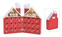 Adventskalender Haus UngefüLlt Mit Led Aus Holz Weihnachten Rot Mit Santa Und R