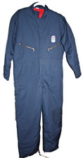 Vitg. Coveralls Blue Mechanic Quilt Lined Insulated w/Bass Patch Men's Large GUC