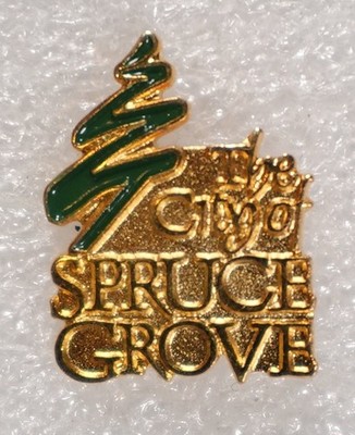 City of Spruce Grove Pinback Button Canada Alberta Municipal Logo approx. 1''