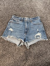Abercrombie Fitch The Mom Short High Rise 27/4 Mid Wash Jean Shorts