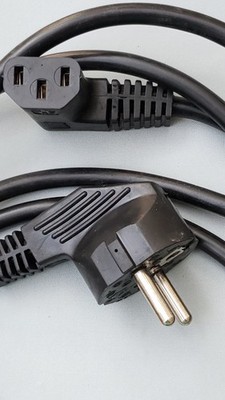 7' EU  Europe Power Cord IEC-60320 C13 to 90° Right Angled CEE 7/7 SCHUKO 18AWG