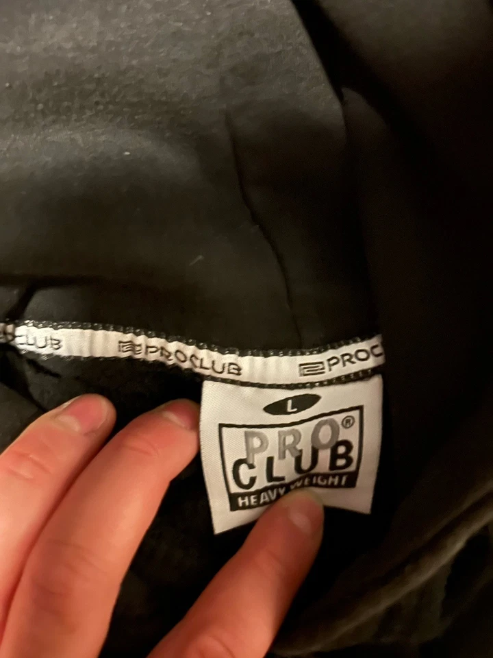 Sudadera con Capucha Grande Pro Club Para Hombre L Pullover Negra Pesada  Foto 2 de 4