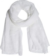 Women Summer Cotton Blend Crinkle Vintage Soft Long Scarf Linen Beach White