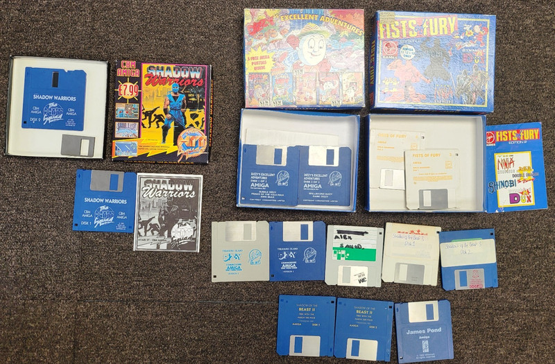 VINTAGE AMIGA GAME BUNDLE LOT DIZZY SHADOW WARRIORS FISTS OF FURY  ETC