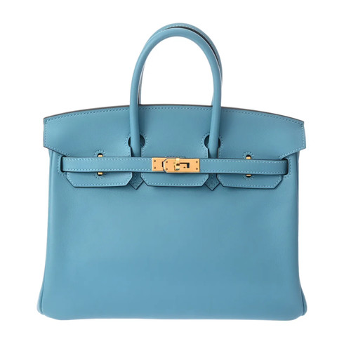 Hermes Birkin 25 0714657 Handbag Swift Leather Blue #WB183