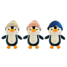 Stuffed Penguin Plush Dolls Toy Decoration Animal with Hat & Backpack Kids Gift