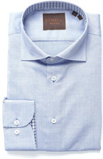 Mens Dress Shirt Slim Fit Made in Italy. 100 Cotton. Long Sleeve Light Blue Pop
