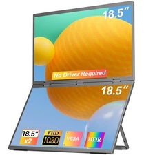 UPERFECT 18.5" Dual Monitor Matte Screen Folding Stacked Triple Monitor w/Stand