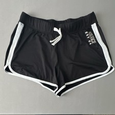 Justice Girls Athletic Shorts Black White XL (16/18) Polyester Drawstring