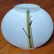 Kosta Boda Swedish Art Glass Rainbow Vase Bertil Vallien Vintage Signed 