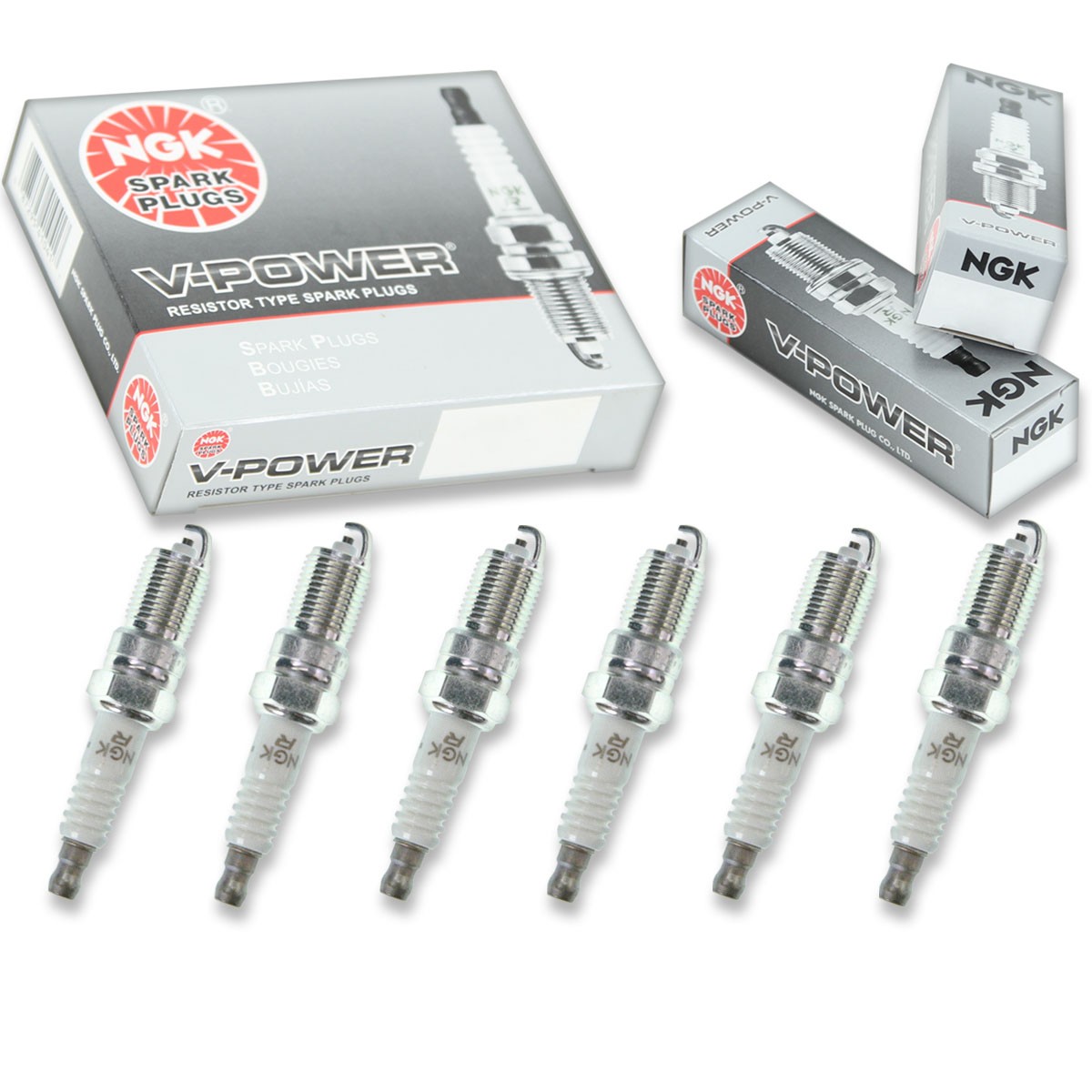 6 pcs NGK V-Power Spark Plugs for 1994-1996 Chevrolet Beretta 3.1L V6 - zu