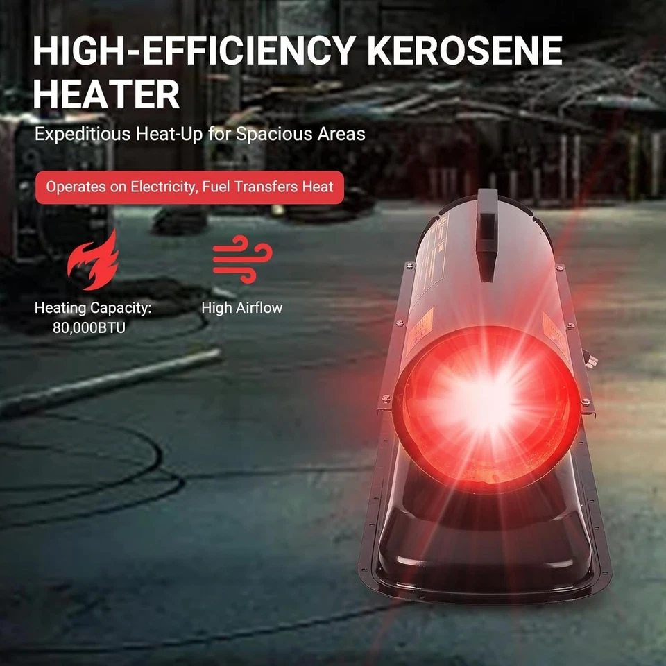 Портативный принудительный воздушный обогреватель на керосине 80000 БТЕ внутренний наружный бак 18 л - Изображение 4 из 4