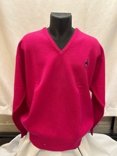 PRELOVED MENS PRINGLE NICK FALDO PINK JUMPER SIZE M 100% WOLL-  CG A19