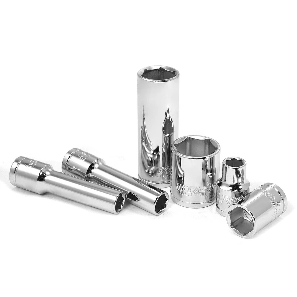 Stark USA 47PCS 3/8" DR Socket Set SAE/MM 90T Ratchet Extension Bar 6PT Socket - Image 4 of 4