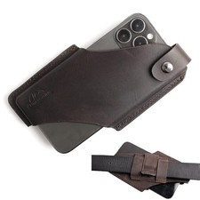 Leather Phone Holster with Belt Clip, Magnetic Closure for iPhone Samsung, Large