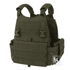 KRYDEX Tactical SCARAB Plate Carrier Heavy Duty Vest Green w/ Side Plates Pocket